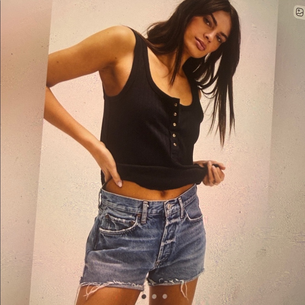 Free People Bryson Henley Tank in Black size Medium